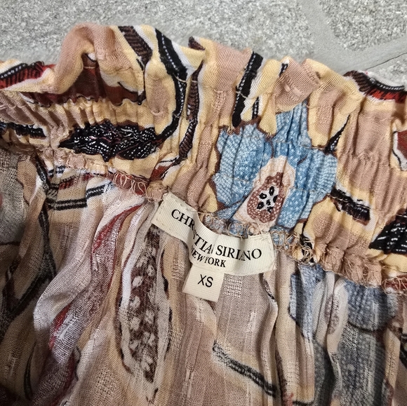 NWOT Christian Siriano NY Floral Patterned Maxi Skirt XS Boho Tan Brown Cottage - Picture 3 of 8